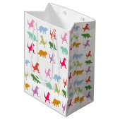 Farbige Dinosaurier Muster Mittlere Geschenktüte (Vorderseite Schrägansicht)