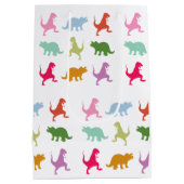Farbige Dinosaurier Muster Mittlere Geschenktüte (Rückseite)