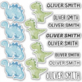 Farbige Dinosaurierabbildungen mit Namen Aufkleber (Vorderseite)