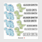 Farbige Dinosaurierabbildungen mit Namen Aufkleber (Blatt)