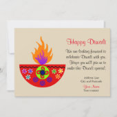 Farbige Diwali-Lampe Diya Einladung (Vorderseite)