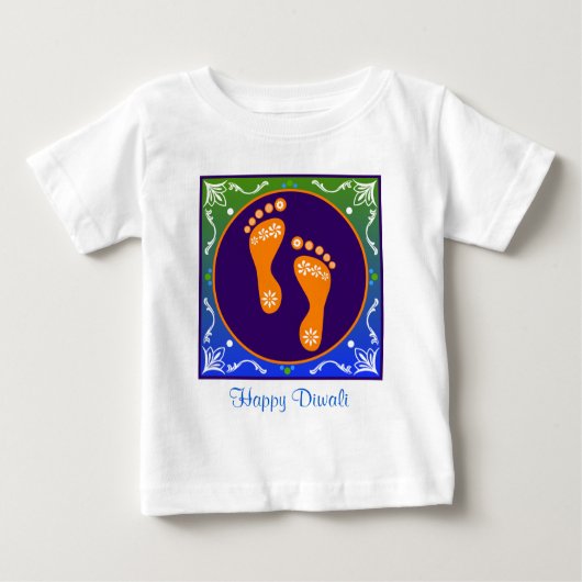 Farbige Diwali Rangoli mit Footprint Baby T-shirt (Vorderseite)