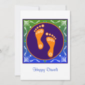 Farbige Diwali Rangoli mit Footprint Einladung (Vorderseite)