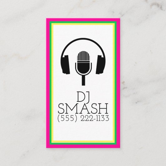 Farbige DJ Musical Music Studio Card Visitenkarte (Vorderseite)