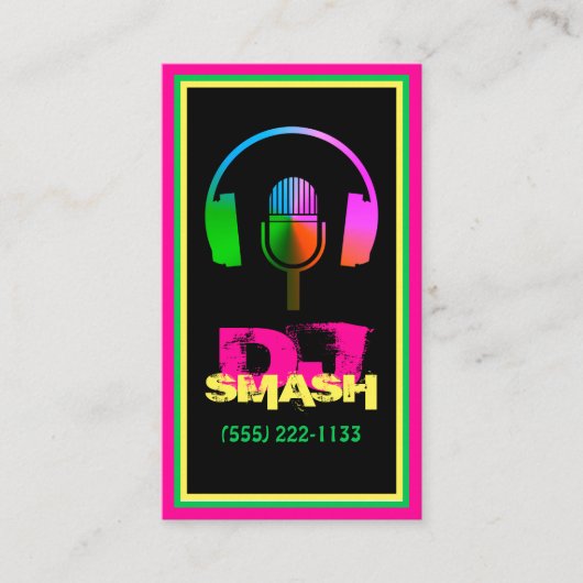 Farbige DJ Musical Music Studio Card Visitenkarte (Vorderseite)