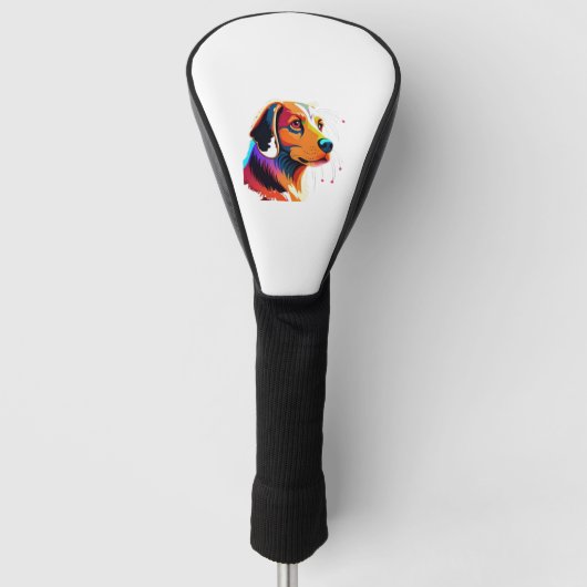Farbige Dog Grafik - Golf Headcover (Vorderseite)