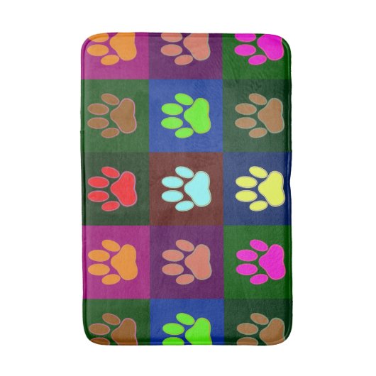 Farbige Dog Paw Print Patches Badematte (Vorderseite Vertikal)