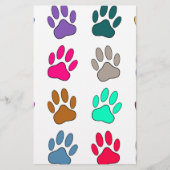 Farbige Dog Paw Print Patches Briefpapier (Vorderseite)