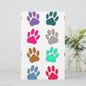 Farbige Dog Paw Print Patches Briefpapier (Stehend Vorderseite)