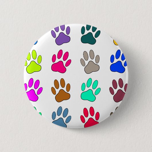 Farbige Dog Paw Print Patches Button (Vorderseite)