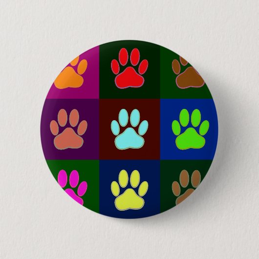 Farbige Dog Paw Print Patches Button (Vorderseite)