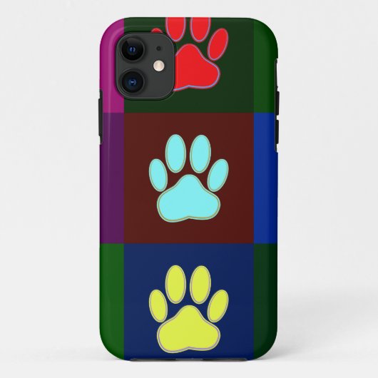 Farbige Dog Paw Print Patches Case-Mate iPhone Hülle (Rückseite)