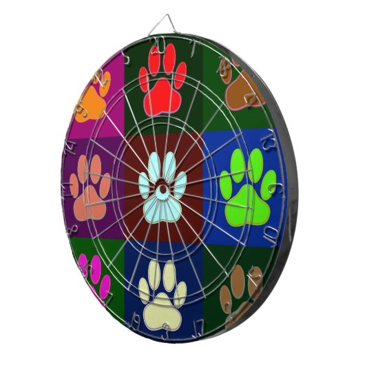 Farbige Dog Paw Print Patches Dartscheibe (Vorderseite rechts)
