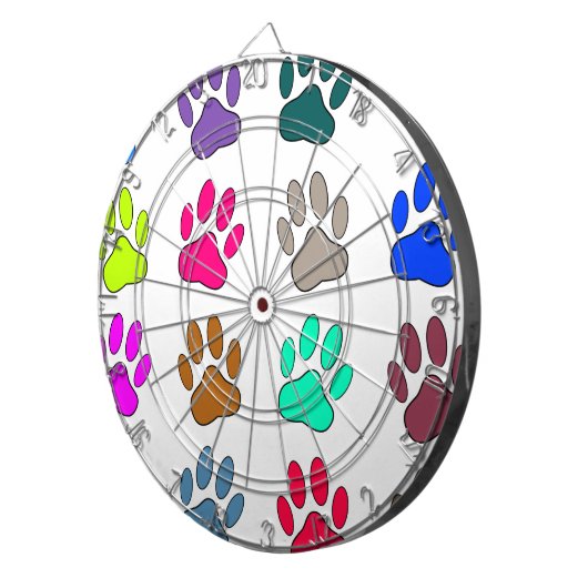 Farbige Dog Paw Print Patches Dartscheibe (Vorderseite rechts)