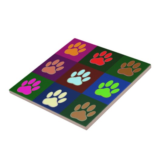 Farbige Dog Paw Print Patches Fliese (Seite)
