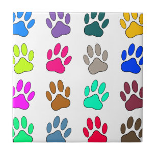 Farbige Dog Paw Print Patches Fliese