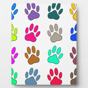 Farbige Dog Paw Print Patches Fotoplatte