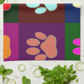 Farbige Dog Paw Print Patches Geschirrtuch (Gefaltet)