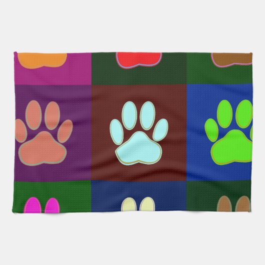 Farbige Dog Paw Print Patches Geschirrtuch (Horizontal)