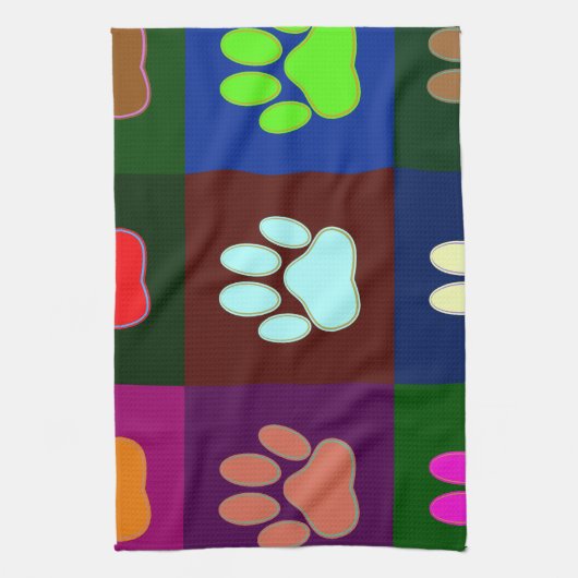 Farbige Dog Paw Print Patches Geschirrtuch (Vertikal)