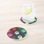 Farbige Dog Paw Print Patches Getränkeuntersetzer (Seite)