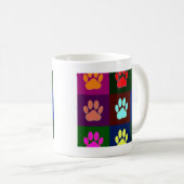 Farbige Dog Paw Print Patches Kaffeetasse (VorderseiteRechts)
