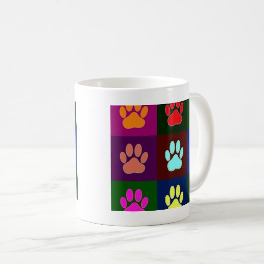 Farbige Dog Paw Print Patches Kaffeetasse (VorderseiteRechts)