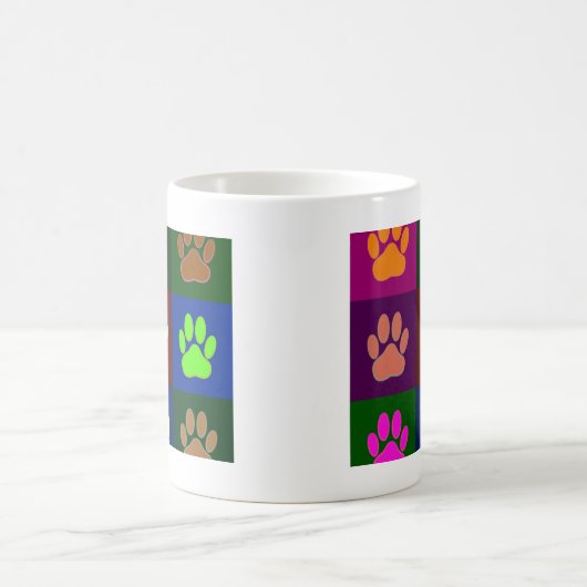 Farbige Dog Paw Print Patches Kaffeetasse (Mittel)