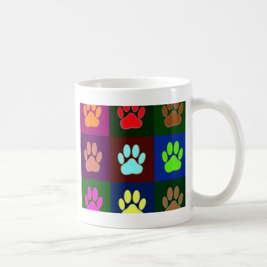Farbige Dog Paw Print Patches Kaffeetasse (Rechts)