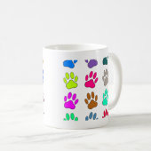Farbige Dog Paw Print Patches Kaffeetasse (VorderseiteRechts)