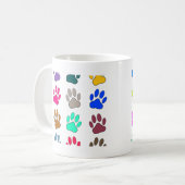Farbige Dog Paw Print Patches Kaffeetasse (Vorderseite Links)