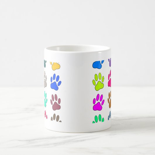 Farbige Dog Paw Print Patches Kaffeetasse (Mittel)