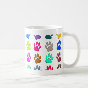 Farbige Dog Paw Print Patches Kaffeetasse