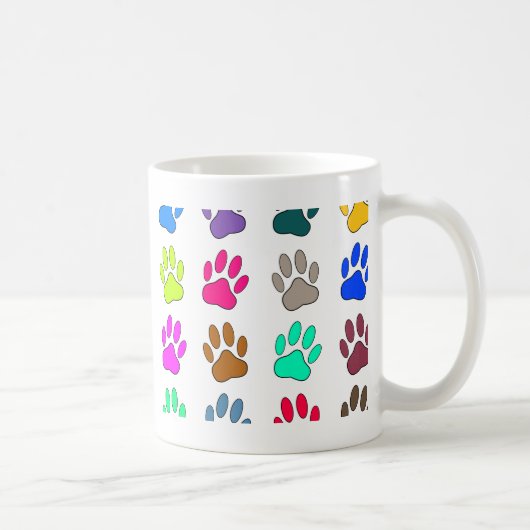 Farbige Dog Paw Print Patches Kaffeetasse (Rechts)