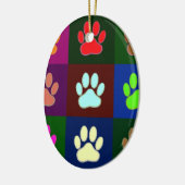 Farbige Dog Paw Print Patches Keramik Ornament (Links)