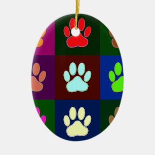 Farbige Dog Paw Print Patches Keramik Ornament