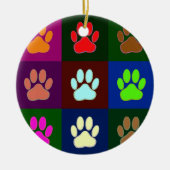 Farbige Dog Paw Print Patches Keramik Ornament (Vorne)