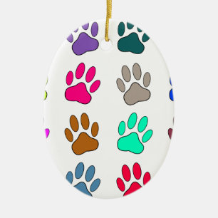 Farbige Dog Paw Print Patches Keramik Ornament