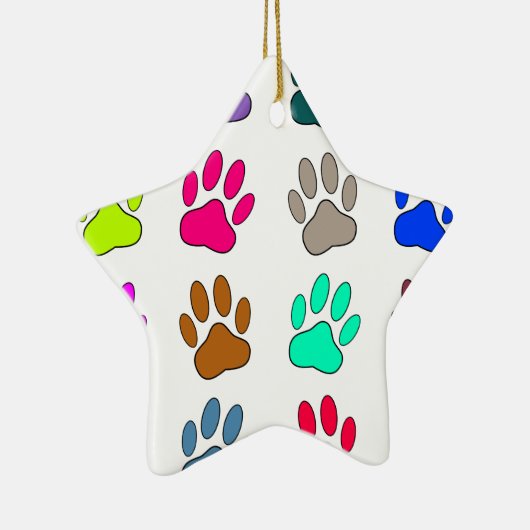 Farbige Dog Paw Print Patches Keramikornament (Rechts)