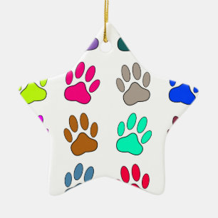 Farbige Dog Paw Print Patches Keramikornament