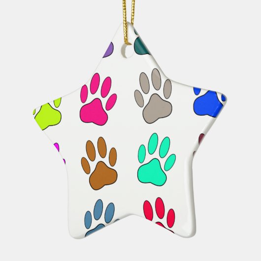 Farbige Dog Paw Print Patches Keramikornament (Links)