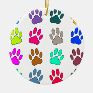 Farbige Dog Paw Print Patches Keramikornament