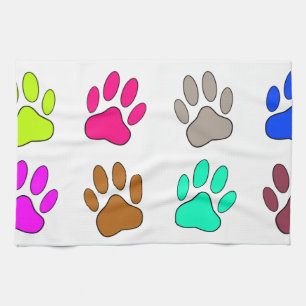 Farbige Dog Paw Print Patches Küchentuch