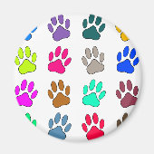Farbige Dog Paw Print Patches Magnet (Vorne)