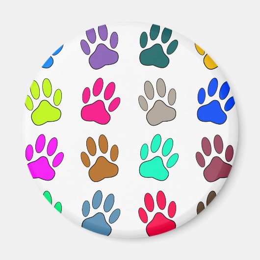 Farbige Dog Paw Print Patches Magnet (Vorne)