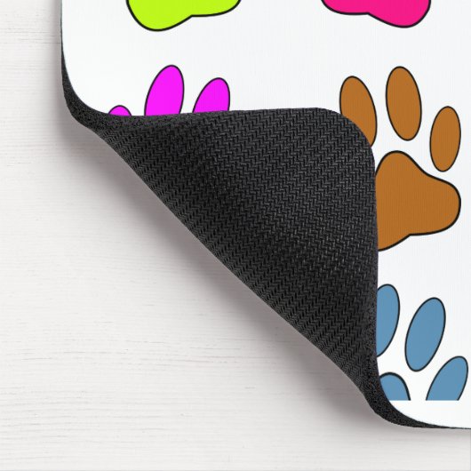 Farbige Dog Paw Print Patches Mousepad (Ecke)