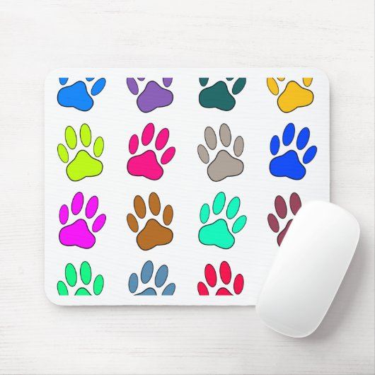 Farbige Dog Paw Print Patches Mousepad (Mit Mouse)