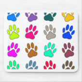 Farbige Dog Paw Print Patches Mousepad (Vorne)