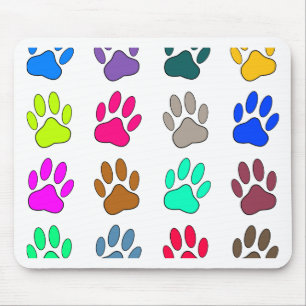 Farbige Dog Paw Print Patches Mousepad
