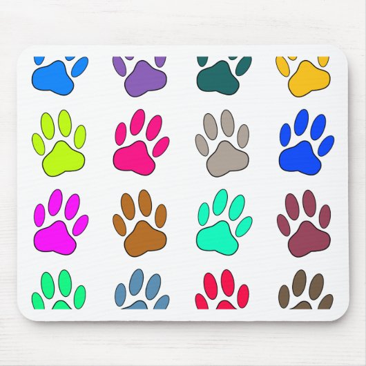 Farbige Dog Paw Print Patches Mousepad (Vorne)